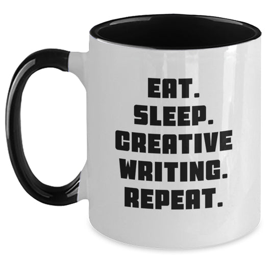 Funny Creative Writing Gifts for Valentine's - Two Tone Coffee Mugs with Eat. Sleep. Repeat. Quote - Main