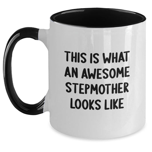 Funny Stepmother Gifts from Family - This Is What An Awesome Stepmother Looks Like Two Tone Coffee Mug, Christmas Unique Presents for Stepmother - Main