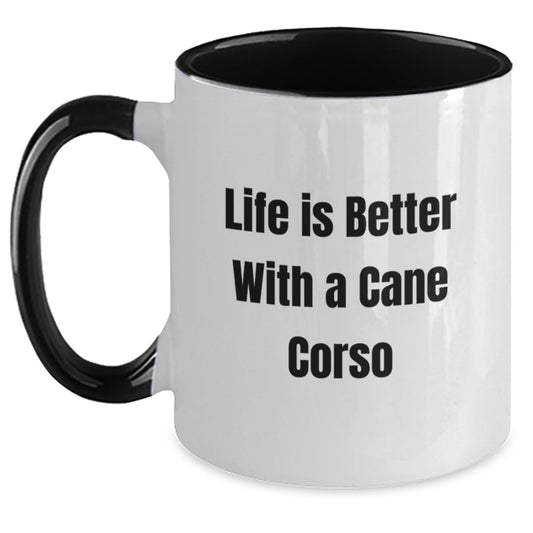 Funny Cane Corso Dog Quotes Gifts for Cane Corso Dog Lovers from Friends for Valentine's, Two Tone Coffee Mug - Black and White, Red and White, Navy and White, Pink and White - Main