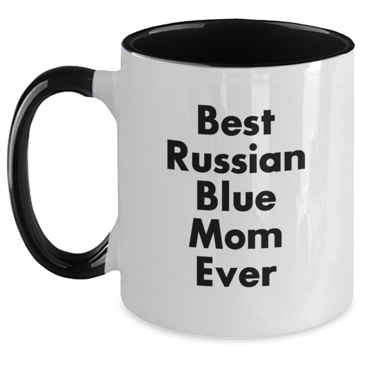 Funny Russian Blue Cat Gifts from Mom for Best Russian Blue Mom Ever, Unique Birthday Coffee Mug, Two Tone Ceramic Mug - Main