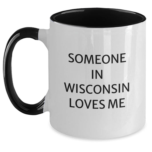 Wisconsin Gifts for Him Funny Quote Two Tone Coffee Mug, 11oz Ceramic, Black and White, Red and White, Navy and White, Pink and White Color Options - Main