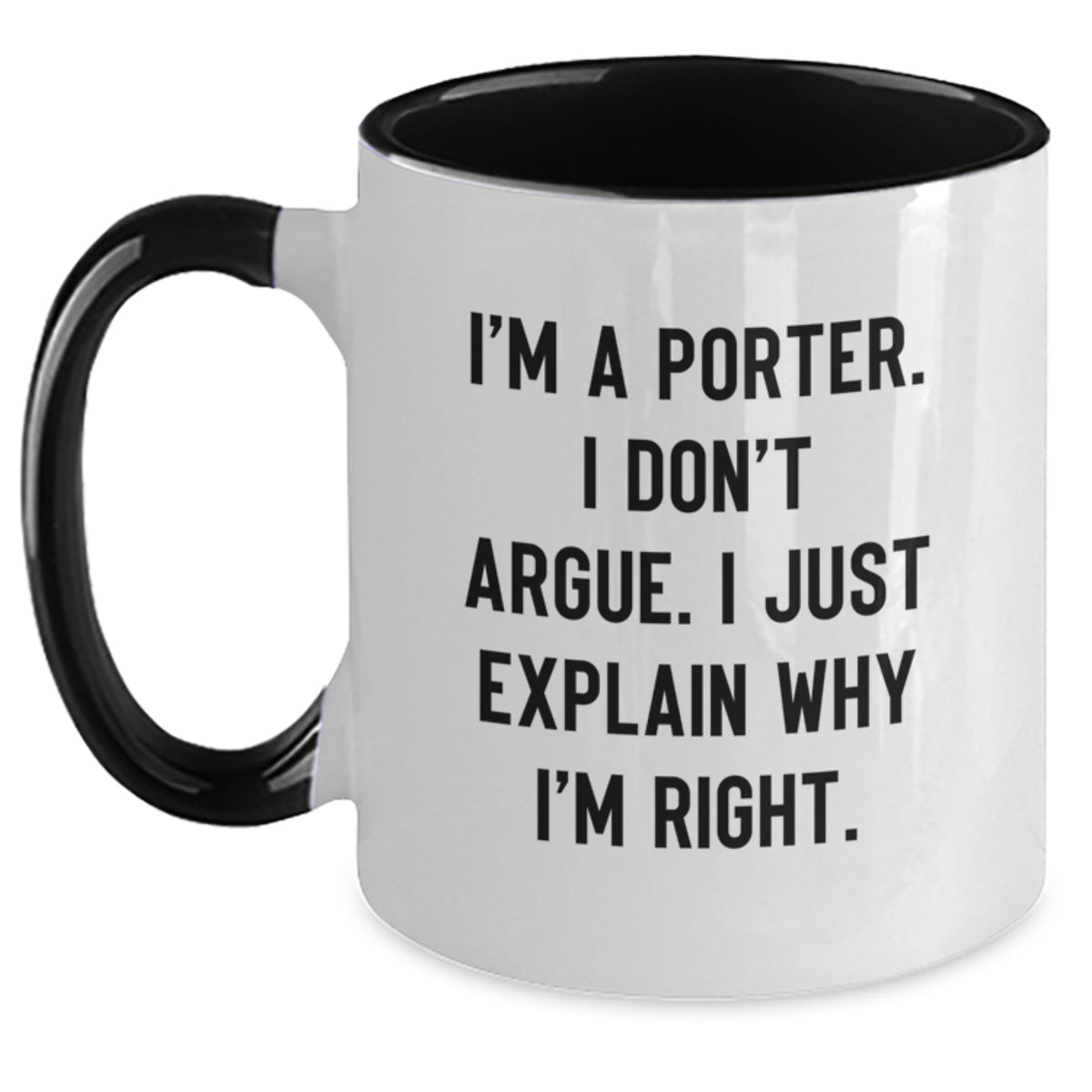 Gifts from Porter Lovers, Funny Porter Two Tone Coffee Mug for Porter on Valentine's, Unique Gifts for Porter - Main