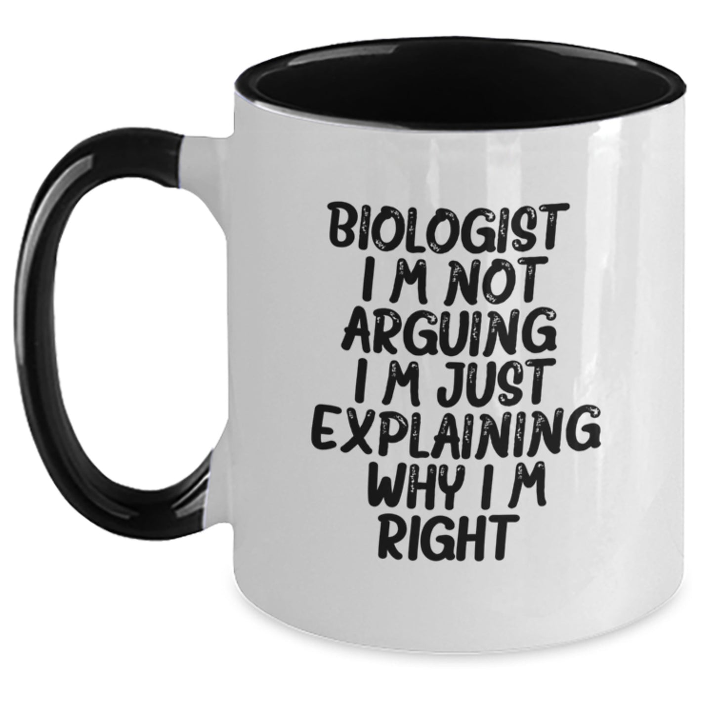 Witty Biologist Two Tone Mug – Birthday Gift for Friends in Black & - Main