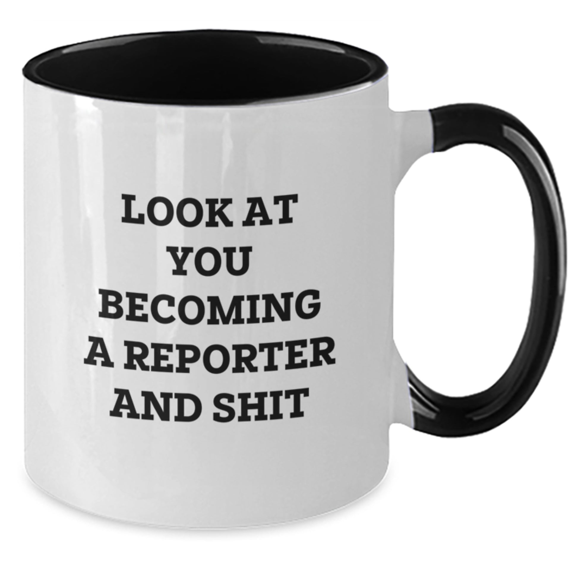 Reporter Keepsake Mug for Him Birthday Gift Black & White Navy Ceramic - Additional