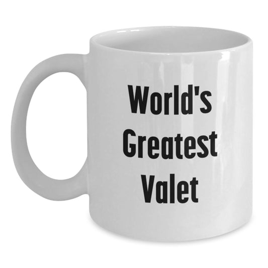 Funny Valet Gifts for Men, World's Greatest Valet White Coffee Mug, Ideal Gift for Graduation Day from Family - Main