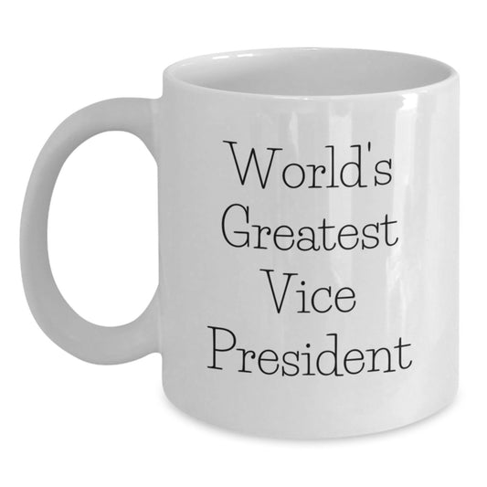 Funny Vice President Gifts for Men, World's Greatest Vice President White Coffee Mug, Father's Day Unique Gifts from Family - Main
