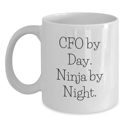 Funny CFO Gifts, White Coffee Mugs, CFO By Day Ninja By Night, Valentine's Unique Gifts for Men, Women, Friends, Coworkers, Family - Main