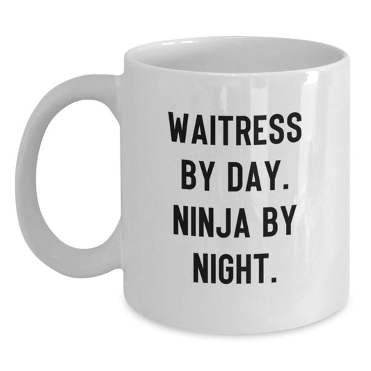 Funny Waitress Gifts for Friends, White Coffee Mug for Graduation Unique Presents from Women - Main