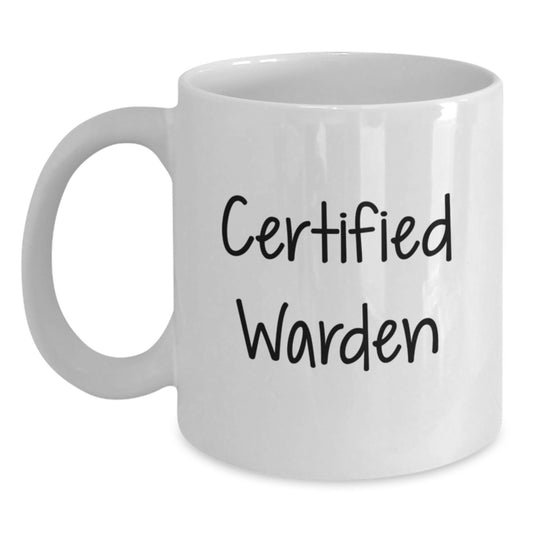 Funny Warden Gifts from Friends and Family for Birthday Unique Warden Lover White Coffee Mugs - Main