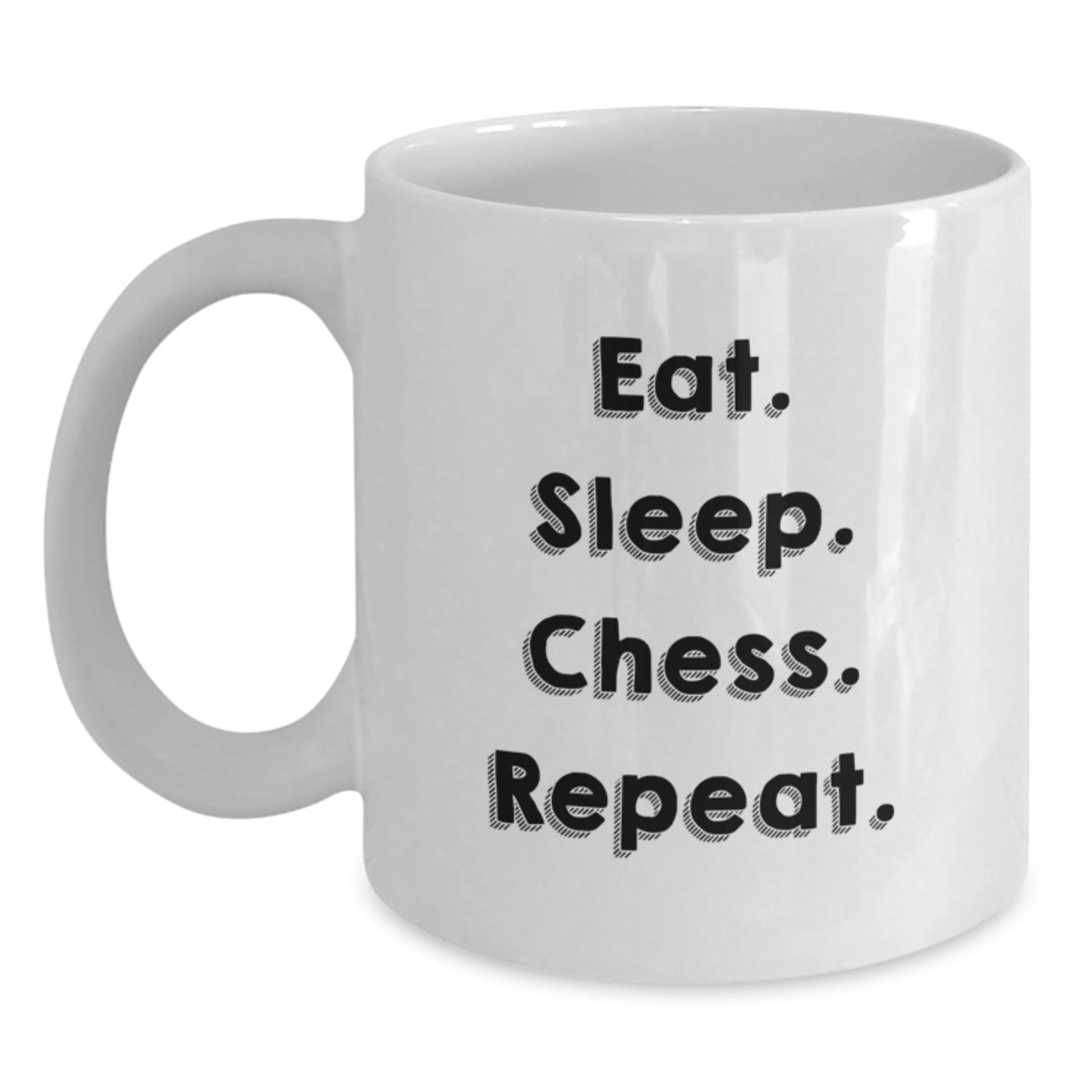 Funny Chess Quote Gifts from Friends for Birthday - Eat Sleep Chess Repeat on White Coffee Mug - Perfect Birthday Unique Gifts for Chess Lovers - Main