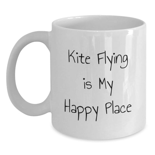Funny Kite Flying Gifts from Men to Friends for Birthday - Kite Flying Is My Happy Place White Coffee Mug - Main