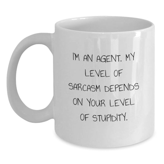 Funny Agent White Coffee Mug, Gifts from Men to Agent Friends, Perfect Graduation Unique Gifts for Agent Colleagues - Main