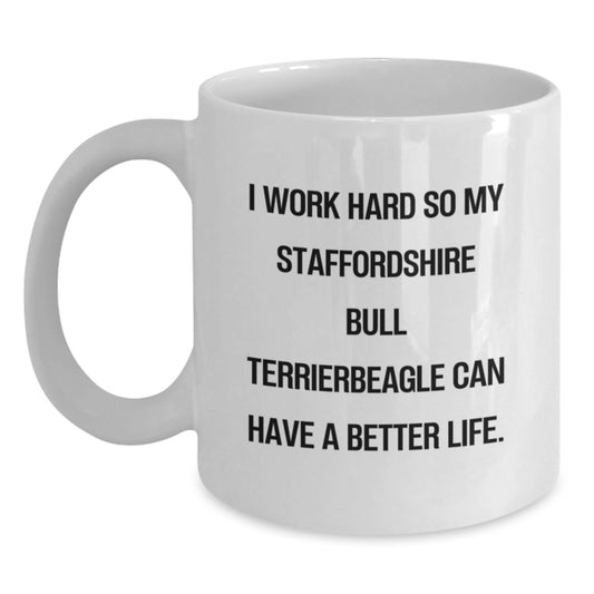 Funny Staffordshire Bull Terrier Dog Gifts for Men - White Coffee Mug from Friends - Inspirational Quote for Birthday - Main