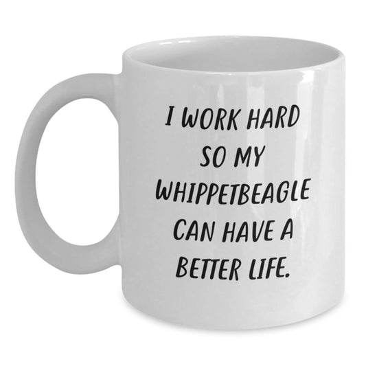 Funny Whippet Dog Gifts for Men - I Work Hard White Coffee Mug, Birthday Unique, Gifts from Family, Friends, Coworkers, Perfect for Whippet Dog Lover - Main
