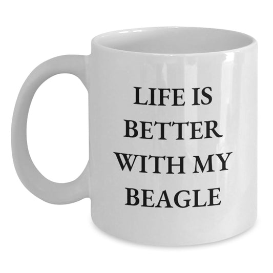Beagle Dog Lovers Gifts from Men Valentine's Unique White Coffee Mugs - Life Is Better With My Beagle - Main