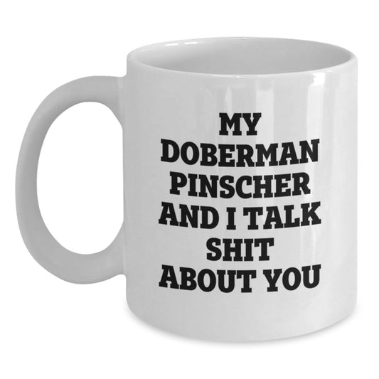 Funny Doberman Pinscher Dog Gifts from Mom to Son for Graduation Unique White Coffee Mugs - Main