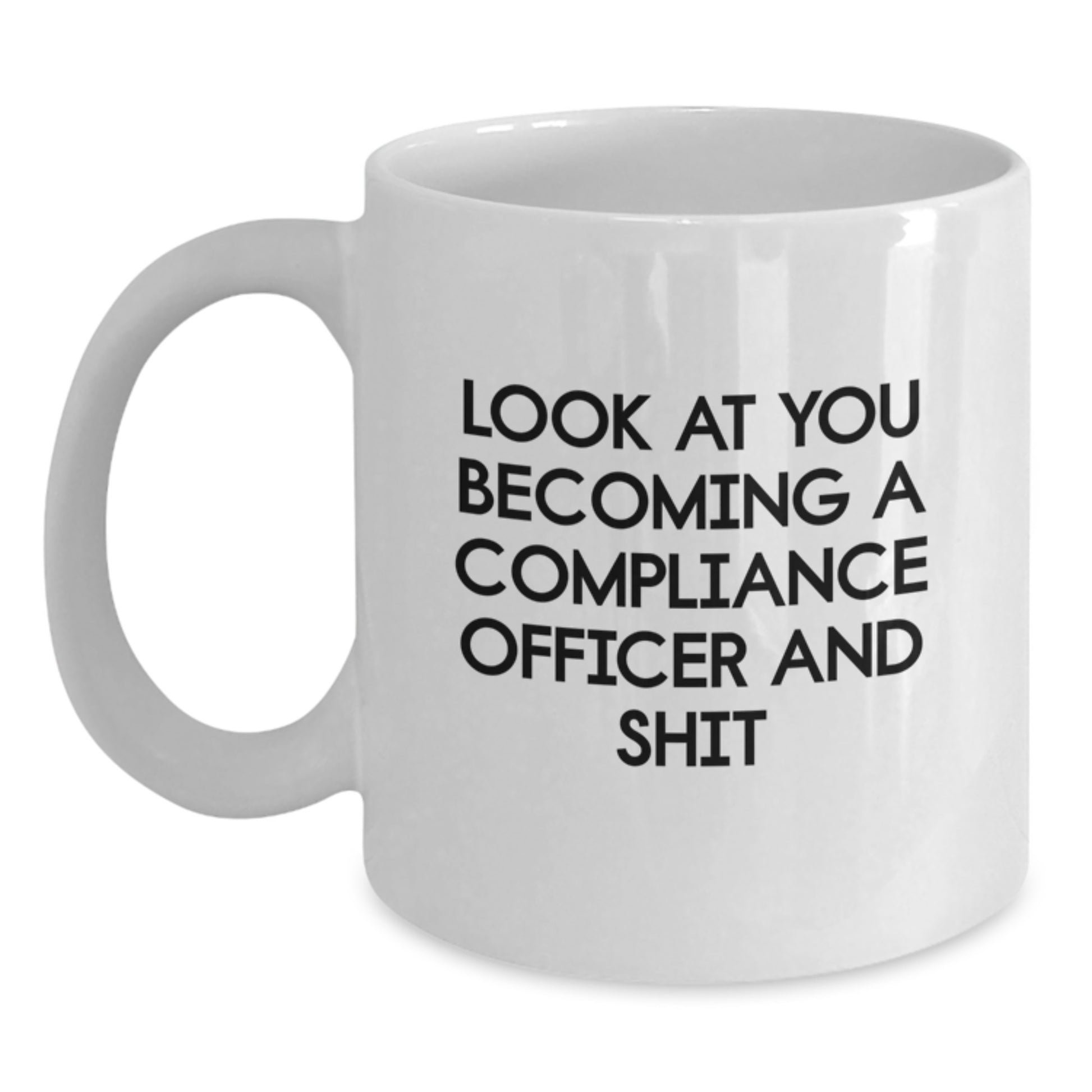 Funny Compliance Officer Gifts from Friends - White Coffee Mug for Men Graduation Unique - Main