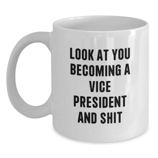 Funny Vice President Gifts for Men - White Coffee Mug for Graduation Unique Presents from Friends to Vice President - Main