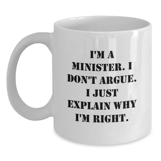 Minister Keepsake White Coffee Mug for Him Birthday Gift Ceramic 11oz - Main