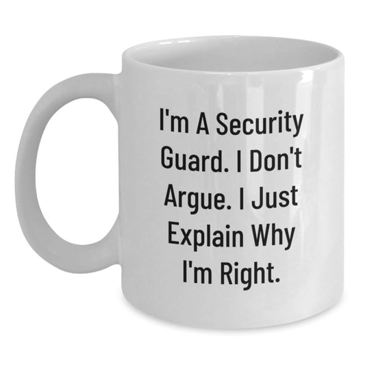 Funny Security Guard Gifts from Men to Security Guard Friends and Family for Mother's Day Unique White Coffee Mugs with Security Guard Quote - Main