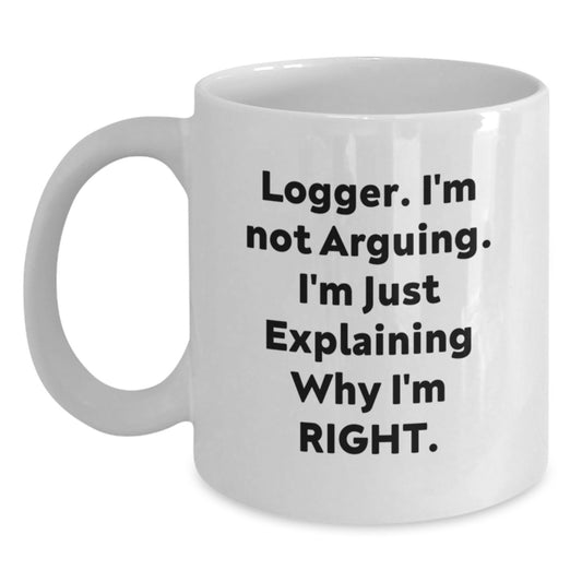 Funny Logger White Coffee Mug Gifts from Friends for Graduation Unique Logger Enthusiasts - Main