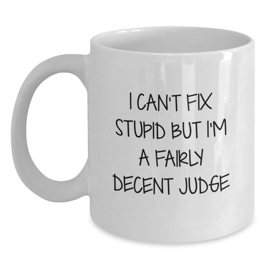 Funny Judge White Coffee Mug Gifts from Friends and Family for Graduation Unique Present Ideas for Him or Her - Main