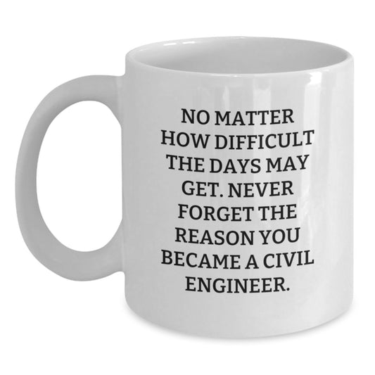 Civil Engineer White Coffee Mug, Funny Quote, Birthday Unique Gifts from Friends, Perfect for Civil Engineer Men - Main