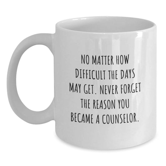 Gifts from Men for Counselor Friends - Inspirational White Coffee Mug, 11oz or 15oz Capacity, Ceramic Material, Perfect Birthday Unique Gifts for Counselor - Main