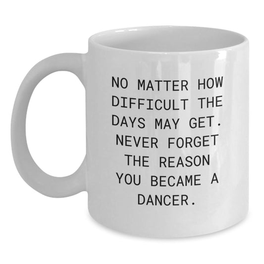 Funny Dancer Gifts for Dancers from Friends, White Coffee Mug for Graduation Unique Gifts, Inspirational Quote 'Never Forget The Reason You Became A Dancer' - Main