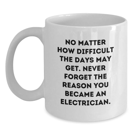 Gifts from Family for the Successful Electrician, Never Forget Why You Became One, White Coffee Mug - Main