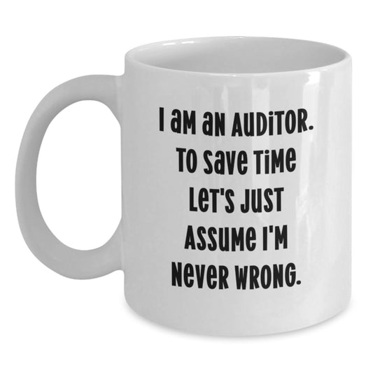 Funny Auditor Gifts from Family and Friends - White Coffee Mug for Graduation Unique Presents - Main