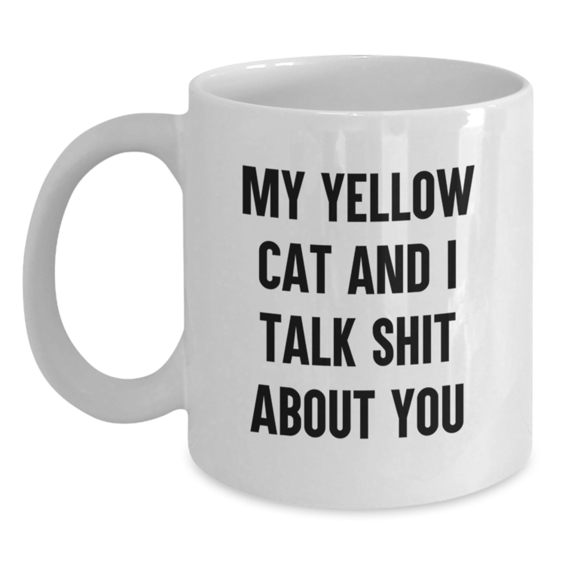 Funny Yellow Cat Gifts from Friends for Yellow Cat Lovers - White Coffee Mug with My Yellow Cat And I Talk Shit About You Quote - Unique Father's Day Unique Gift for Men - Main
