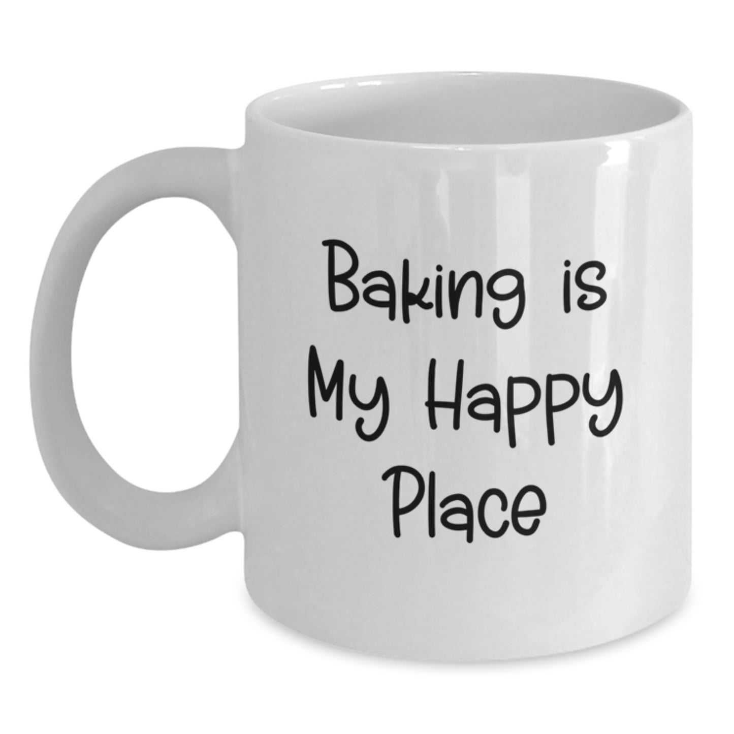 Baking Gifts for Men, Funny White Coffee Mug, Gifts from Dad, 'Baking Is My Happy Place' Quote - Main
