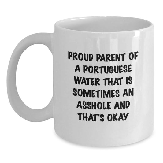 Funny Portuguese Water Dog Gifts for Men from Proud Parents - White Coffee Mug for Graduation Unique Gifts - Main