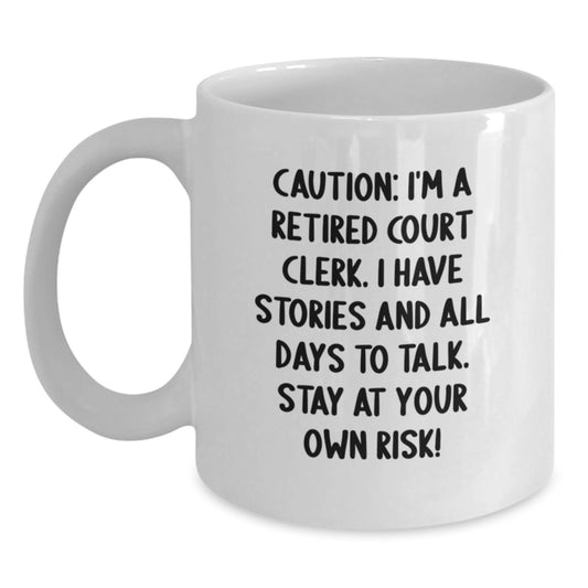 Funny Court Clerk Gifts from Family, White Coffee Mug for Court Clerks, Birthday Unique Gifts for Court Clerk Friends - Main