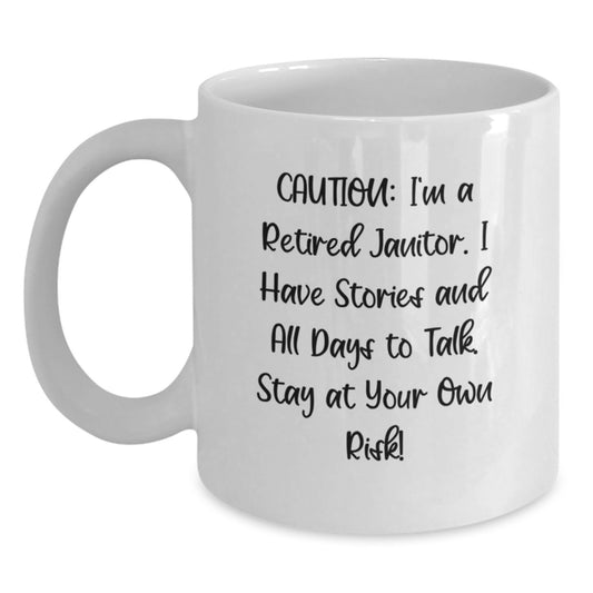 Funny Janitor Gifts for Men - White Coffee Mug from Friends - Birthday Unique Mug - Main