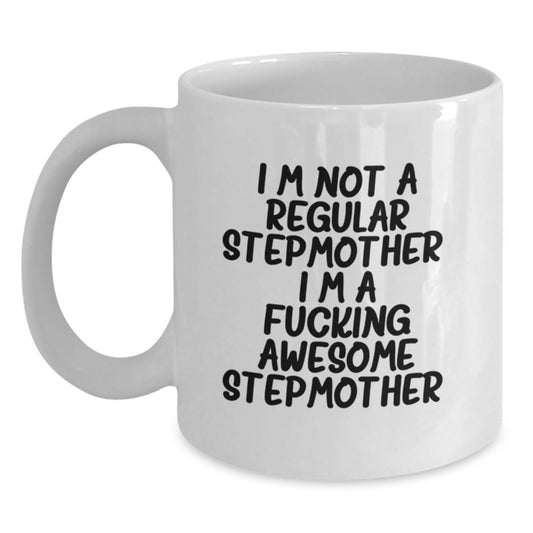 Funny Stepmother Gifts for Birthday - White Coffee Mug, 'I'm A F--king Awesome Stepmother', Unique Stepmom Mug for Women, Funny Stepmother Mugs for Stepmom Birthday - Main