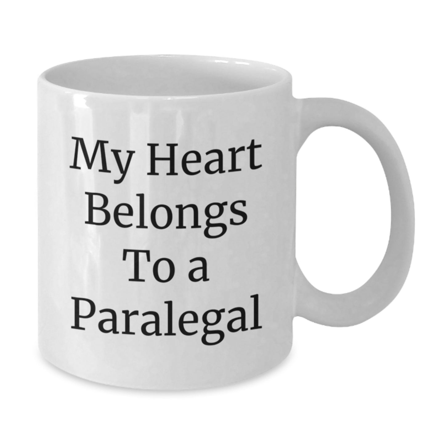 Funny Paralegal Gifts from Men, Unique White Coffee Mug for Paralegal, 'My Heart Belongs To A Paralegal' Graduation Day - Additional