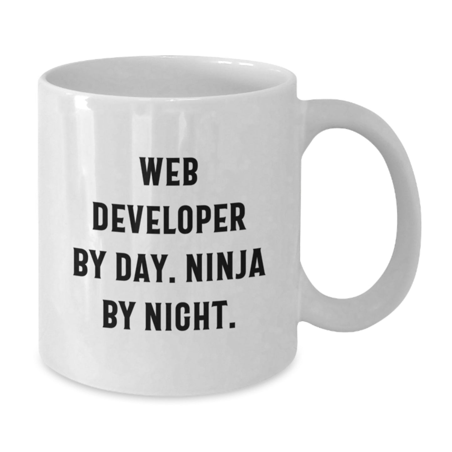 Funny Web Developer Gifts from Friends for Men, White Coffee Mug, Web Developer By Day. Ninja By Night. - Additional