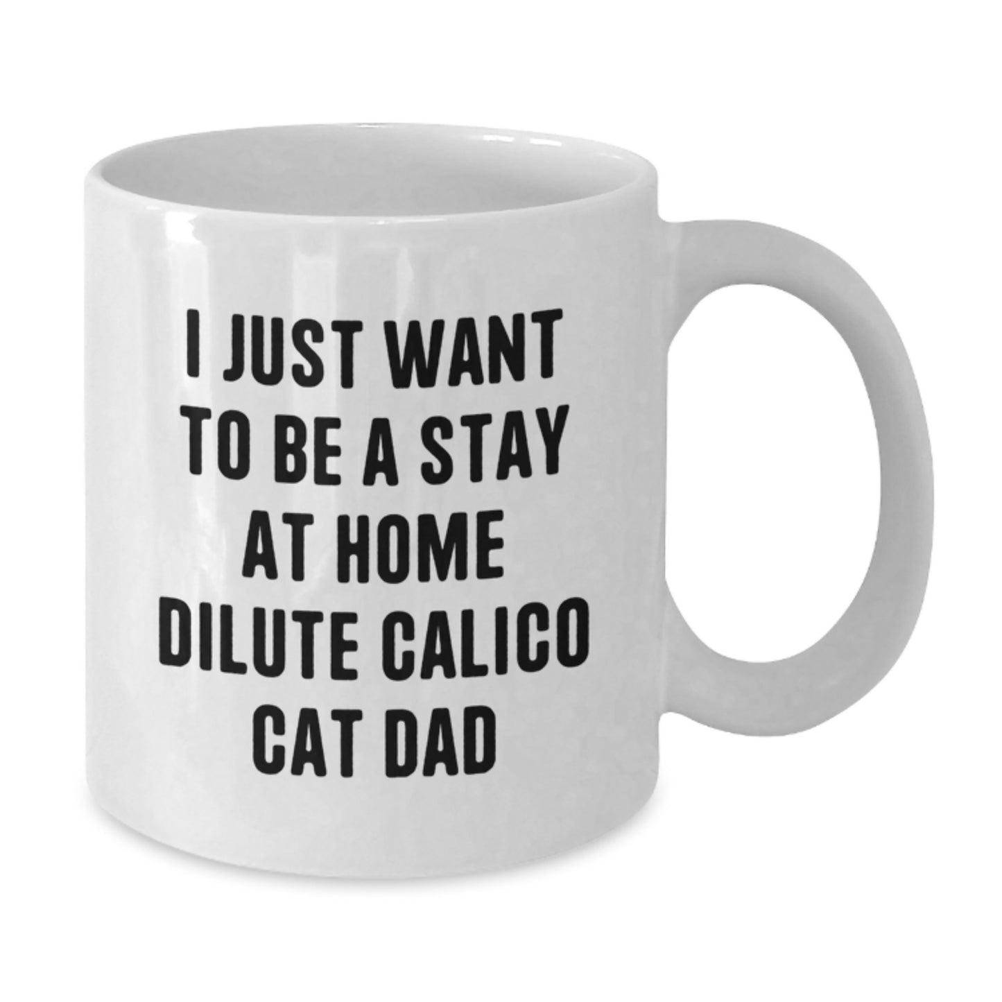 Funny Dilute Calico Cat Gifts for Men, White Coffee Mug, Stay At Home Dilute Calico Cat Dad Valentine's Unique Gifts from Family - Additional