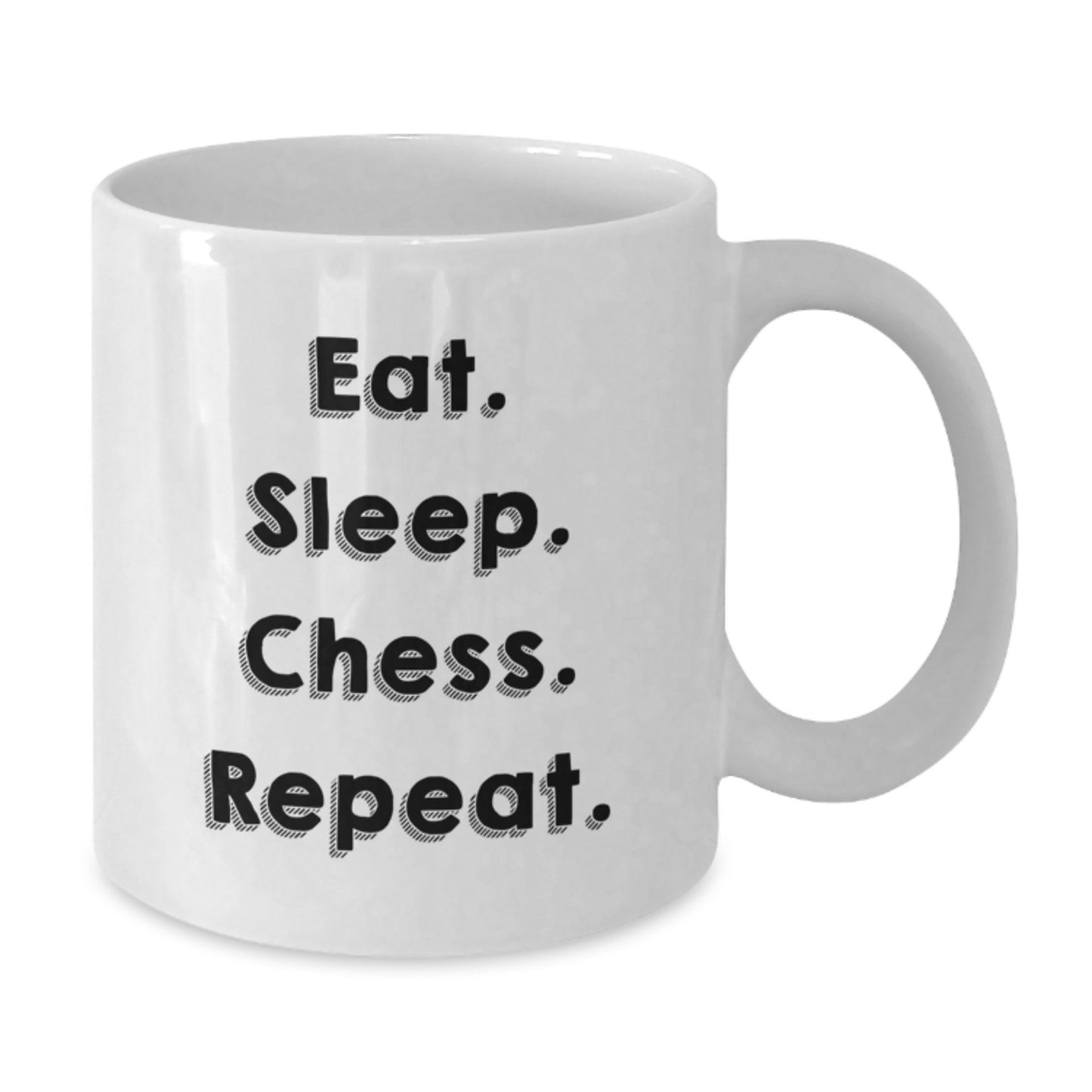 Funny Chess Quote Gifts from Friends for Birthday - Eat Sleep Chess Repeat on White Coffee Mug - Perfect Birthday Unique Gifts for Chess Lovers - Additional