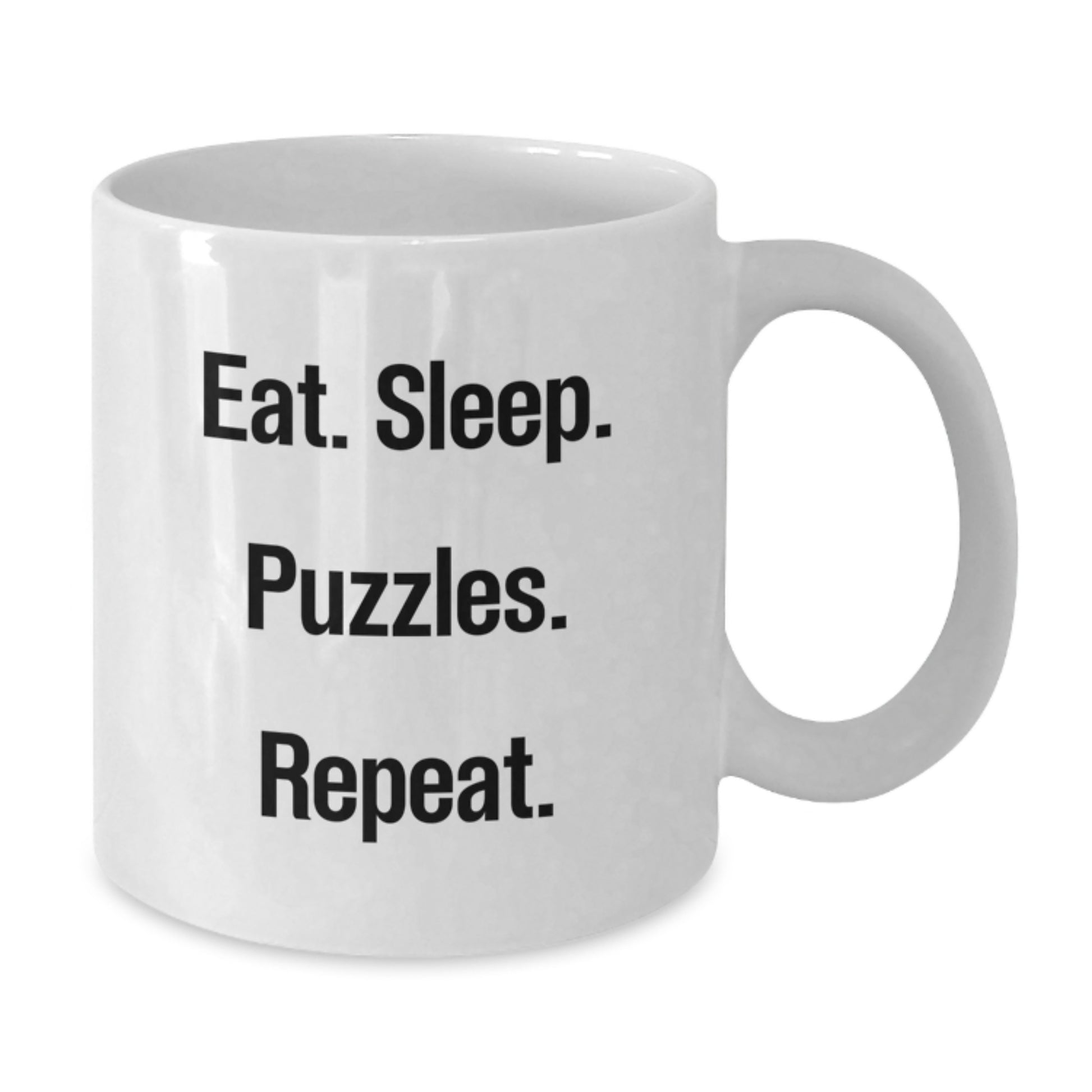 Funny Puzzle Lovers White Coffee Mug Gifts from Friends and Family for Puzzle Enthusiasts on Valentine's, Eat. Sleep. Puzzles. Repeat. - Additional