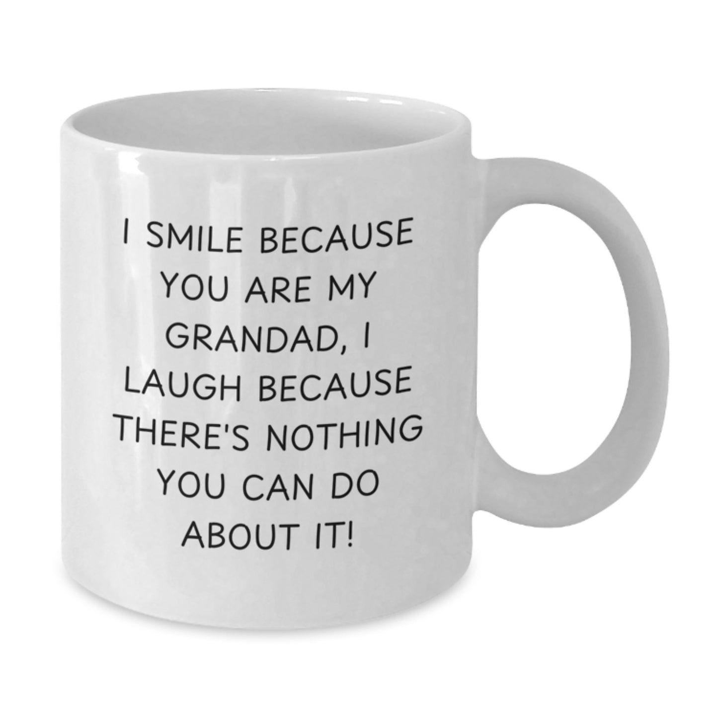 Funny Grandad Gifts, White Coffee Mugs for Men - I Smile Because You Are My Grandad, Gift from Family, Unique Graduation - Additional