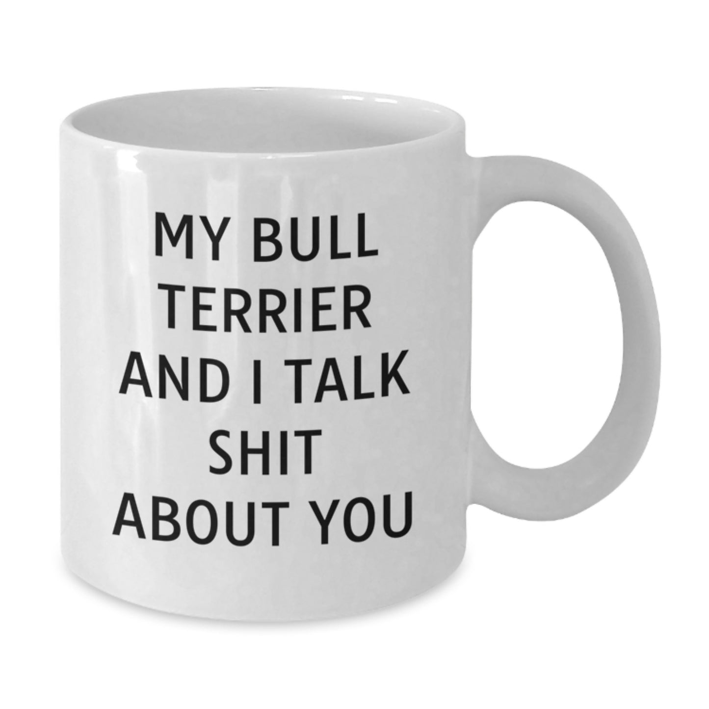 Funny Bull Terrier Dog Lover Gifts from Men to Friends - My Bull Terrier And I Talk Shit About You White Coffee Mug for Graduation Unique Gifts - Additional