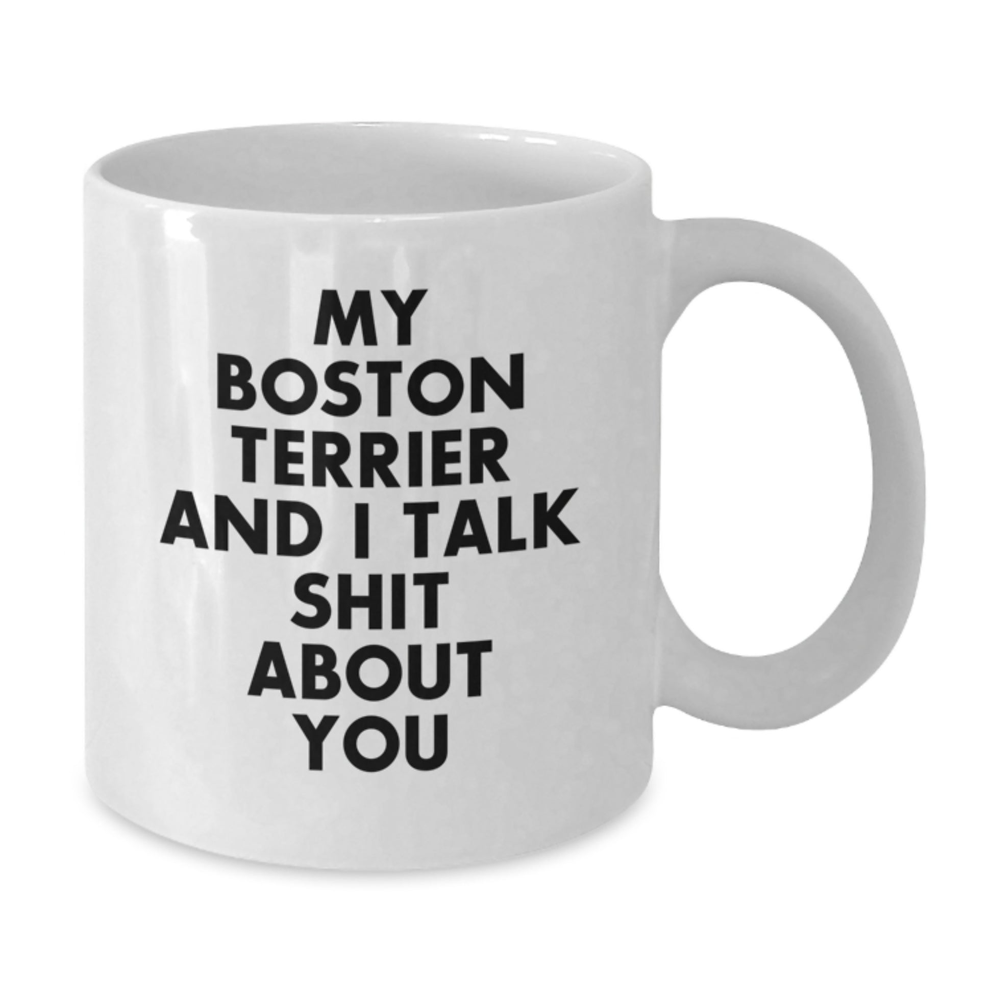 Funny Boston Terrier Dog Gifts for Men - White Coffee Mug - My Boston Terrier And I Talk Shit About You, Gifts from Friends for Boston Terrier Dog Lovers, Unique Graduation - Additional