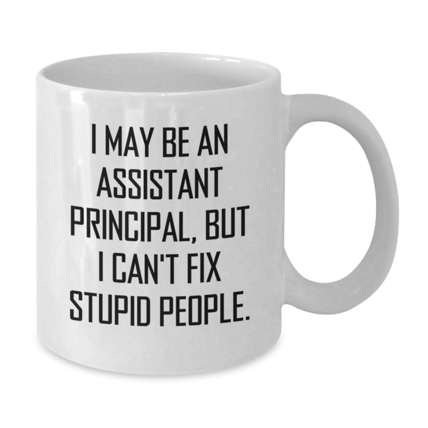 Funny Assistant Principal Gifts from Men, Women, Friends for the Graduation Unique Gifts - I May Be An Assistant Principal, But I Can't Fix Stupid People. White Coffee Mug - Additional