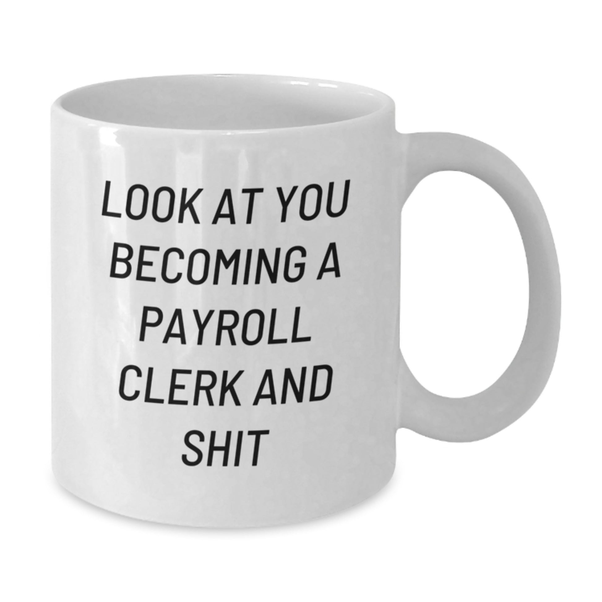 Funny Payroll Clerk Gifts for Women, White Coffee Mug with Look At You Becoming A Payroll Clerk And Shit Quote, Perfect Graduation Unique Gifts from Friends to Family - Additional