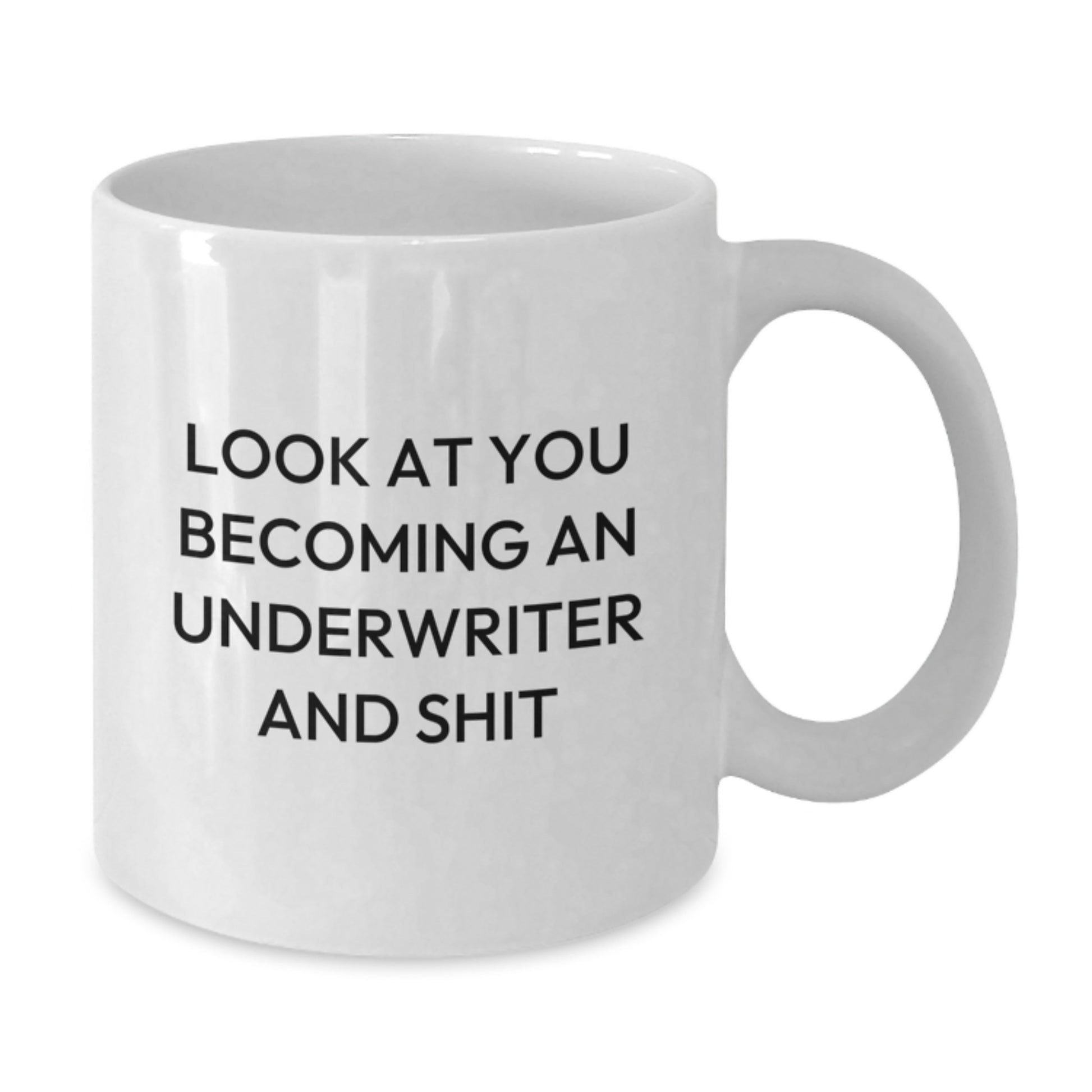 Funny Underwriter Gifts from Friends - White Coffee Mug for Graduation - 'Look At You Becoming An Underwriter And Shit' - Additional