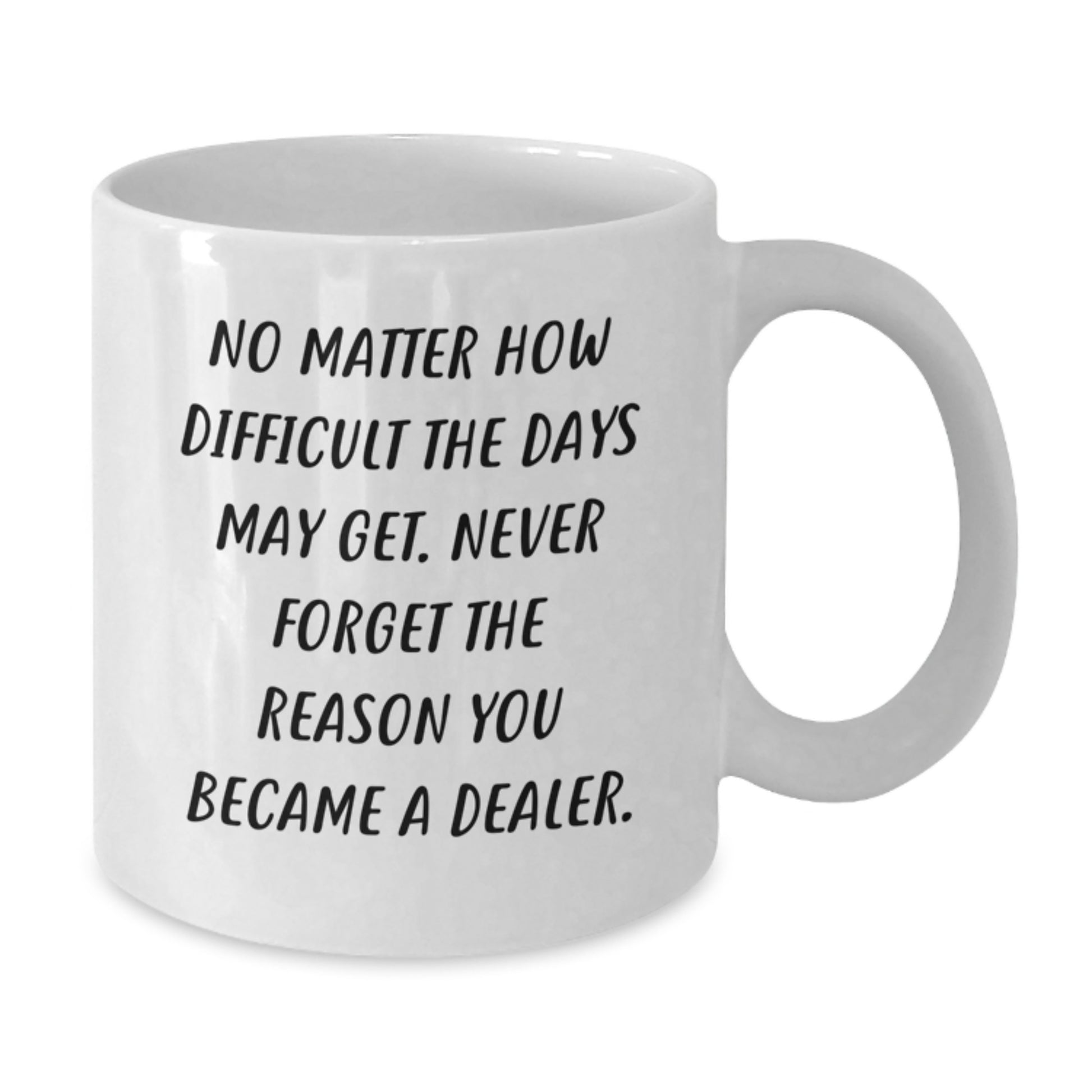 Funny Dealer Gifts from Family for Friends - White Coffee Mug - Never Forget The Reason You Became A Dealer. - Additional