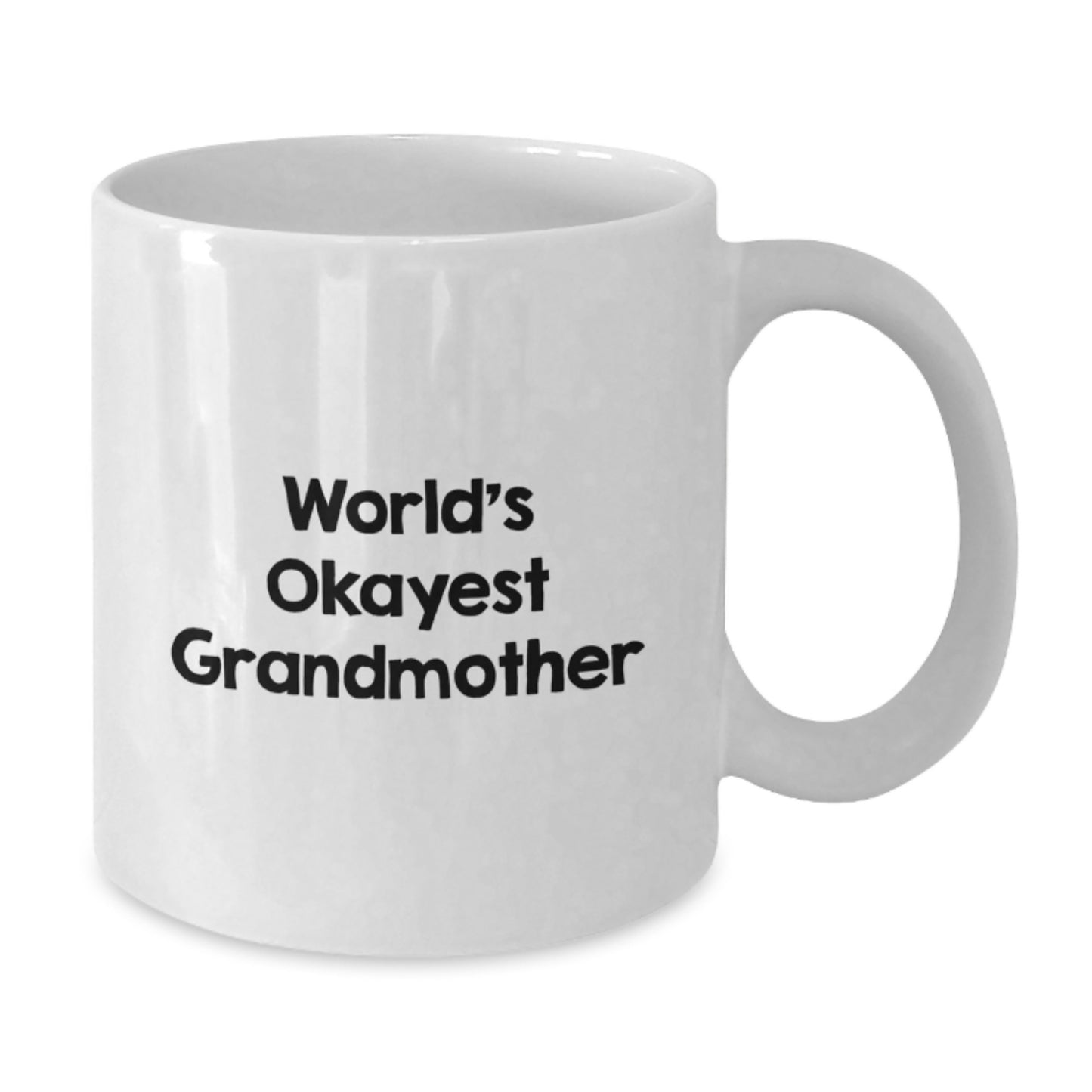 Funny Grandmother Gifts from Grandkids - White Coffee Mug - 'World's Okayest Grandmother' for Birthday Unique Gifts - Additional
